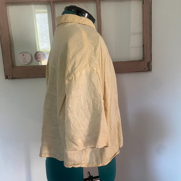 H&M Oversized Linen Shirt - Light Yellow - XXL - Picture 3 of 7